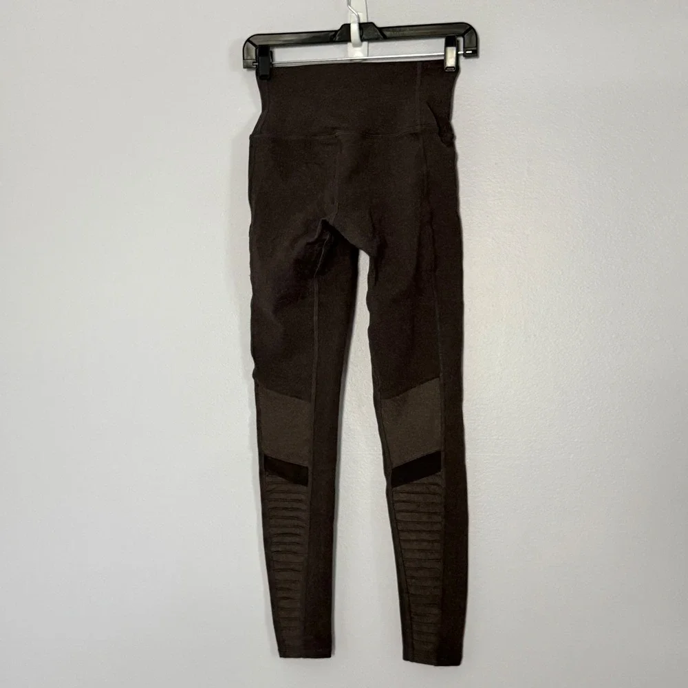 Alo Yoga Moto Leggings Anthracite High Waist Mesh - XSmall